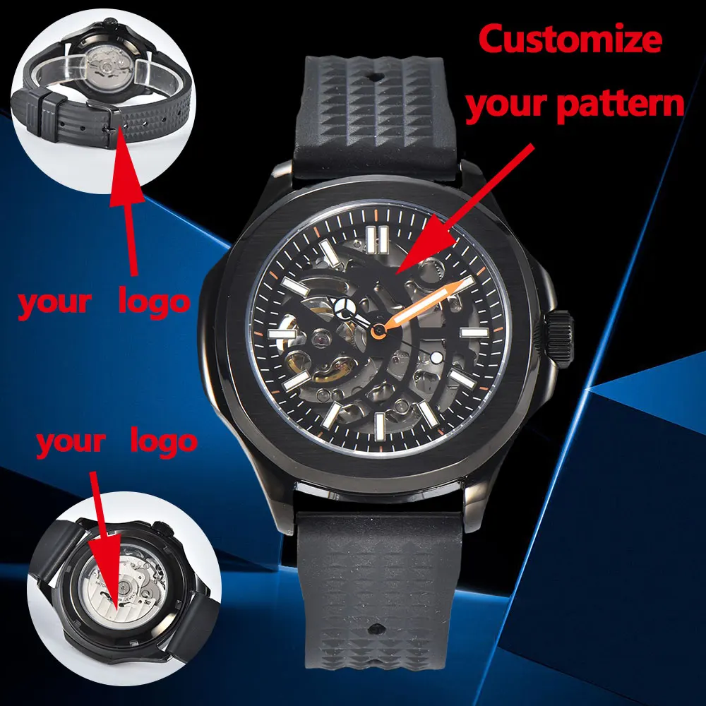 Часы NH38 с сапфировым стеклом оригинальные роскошные часы на заказ