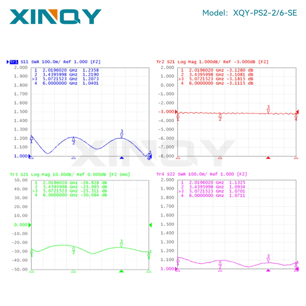 Фото Микрополосковый делитель мощности Xinqy 2-6 ГГц, разветвитель SMA 1-на-2, 2000-6000 МГц, для тестирования Wi-Fi №4