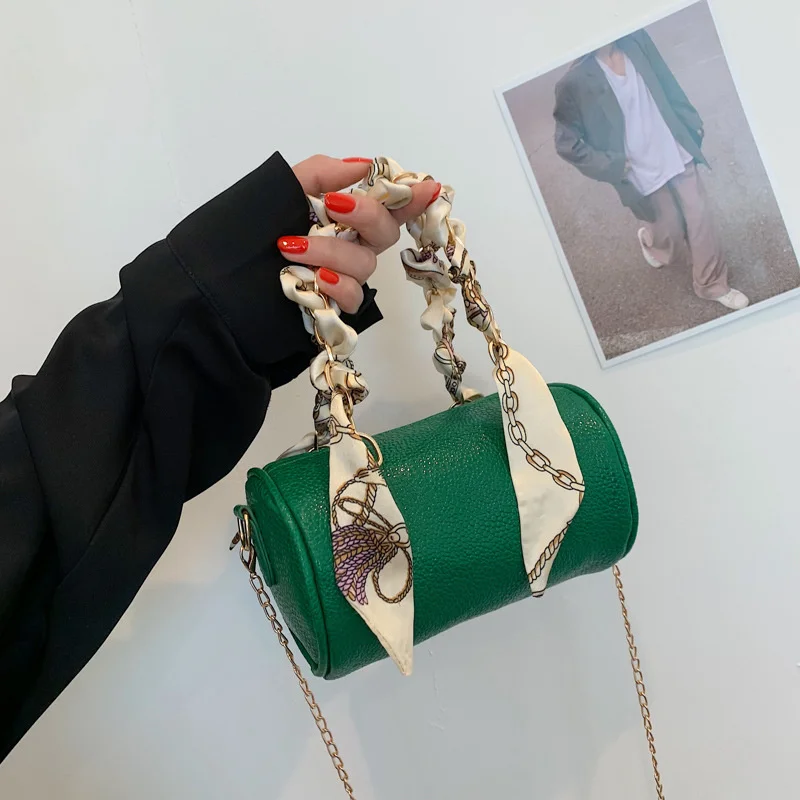 

Однотонные простые винтажные круглые Сумки из искусственной кожи с узором Личи и лентой для женщин, новинка 2023, Маленькая женская сумка-мессенджер через плечо