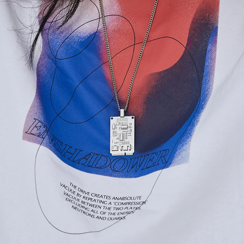 

ENSHADOWER 21AW Fashion Brand All-Match cyberpunk Circuit Board Necklace Personality Chain Men's Pendant HIP HOP Streetwear