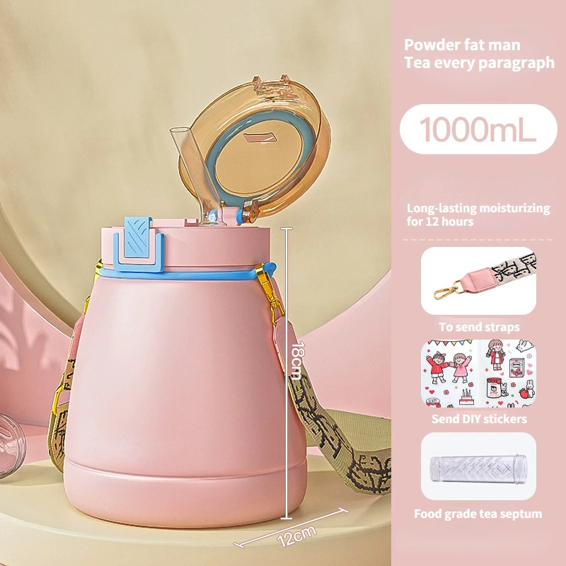 

Thermos Cup Female Large Capacity High Appearance Level Potbelly Water Cup Children Student Cute Sippy Cup Portable Kettle