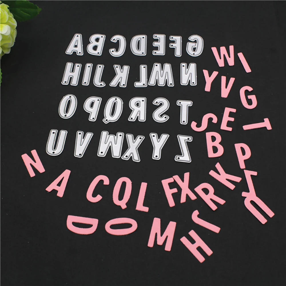 

English Letters Capitalized Cutting Dies Embossing Scrapbooking Cutter Paper Greeting Cards Metal Stamp Stencils for Decoration