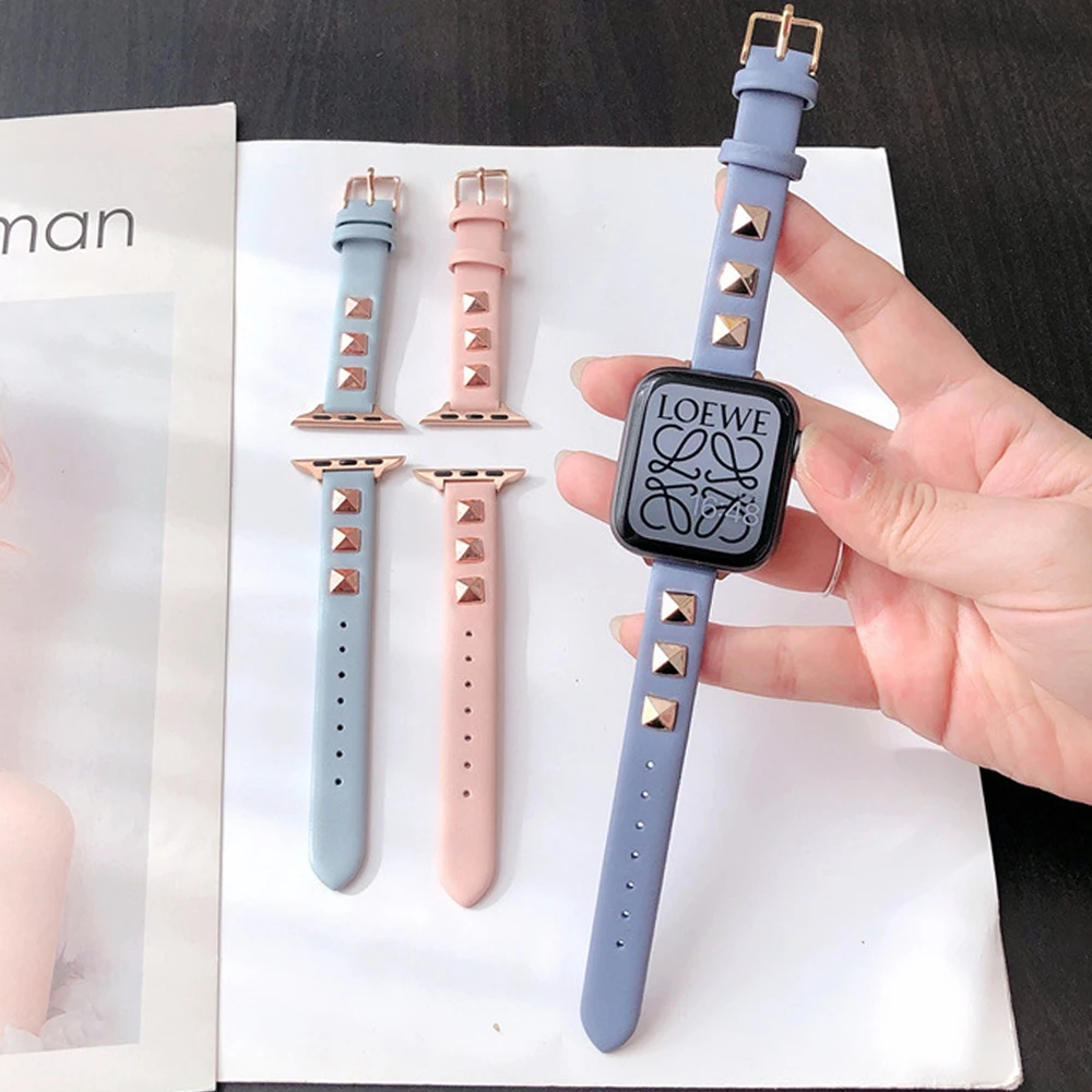 

Leather Strap for Apple Watch ultra 49mm Series 8/7 band 41mm 45mm correa 38mm 42mm Genuine Bracelet iwatch 6 5 4 3 Se 40mm 44mm