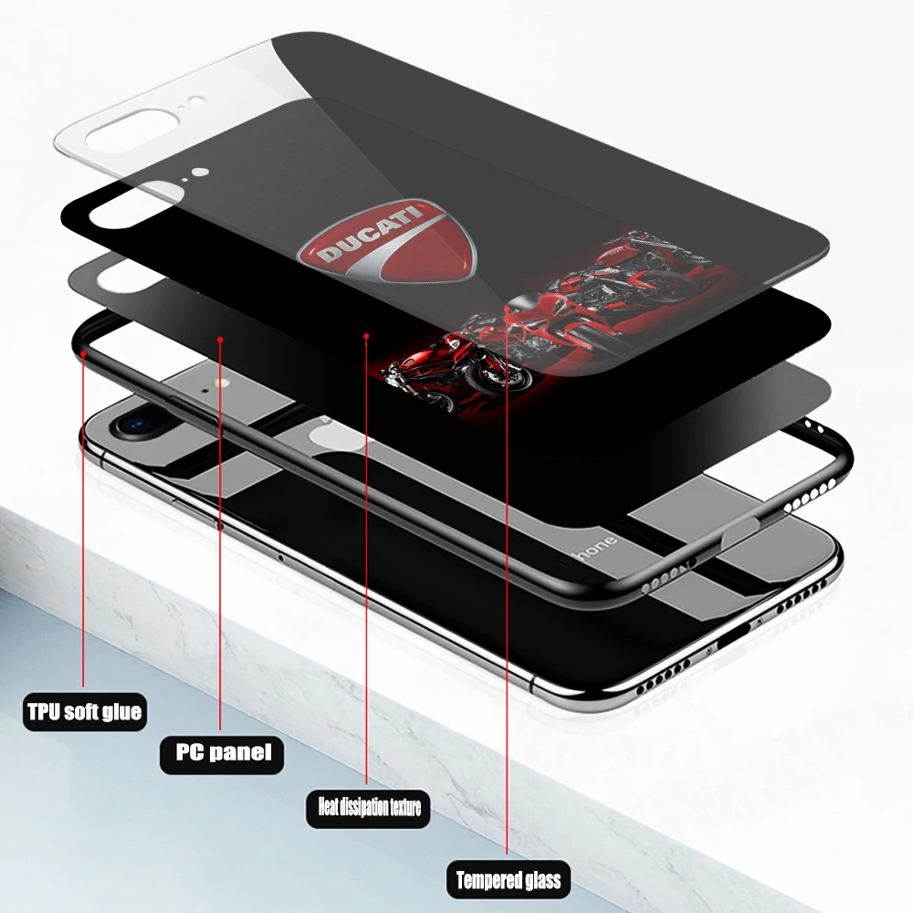 Чехол для телефона DUCATI из закаленного стекла iPhone 13 11 Pro MAX XR XS 8X7 6 Plus 2020 12 Max Mini чехлы