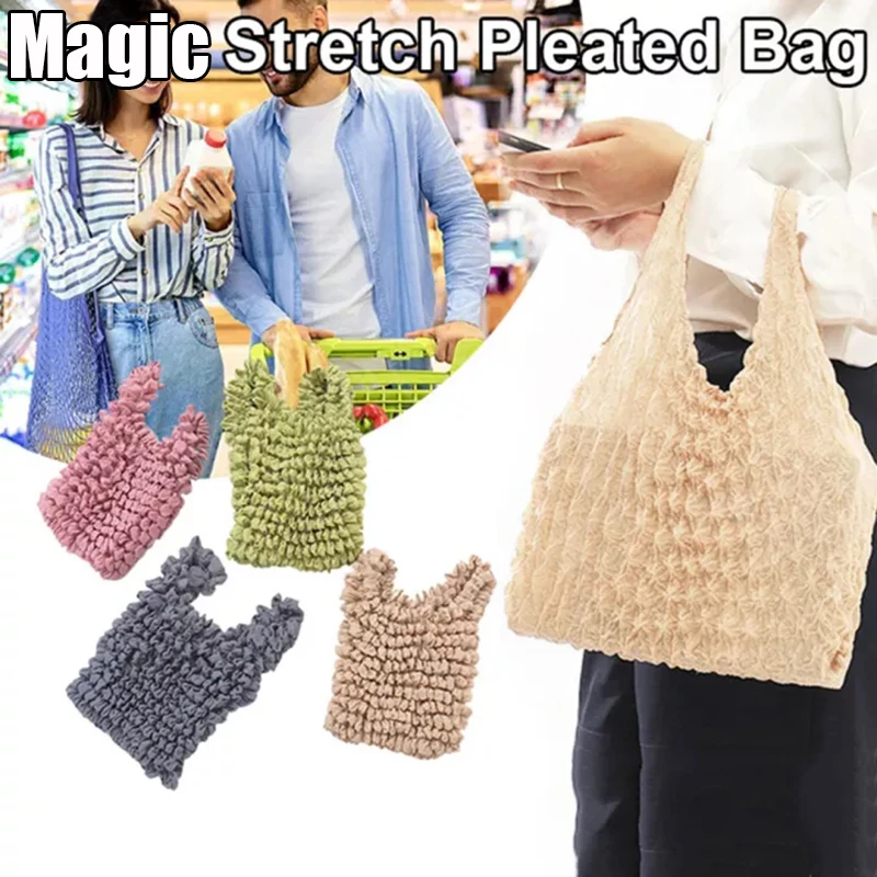 

Top-Handle Stretch Bags Women Mini Bag Shopping Ins Magic Large Capacity Womens Shopper Multi-function Korean Style Pleated Bag
