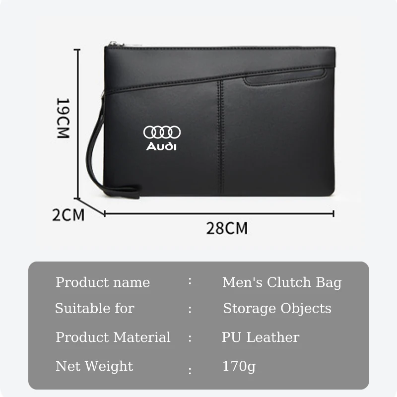 Business Fashion Men's Clutch Bag Wallet Handbag For Audi Quattro TT A3 A4 A6 A5 Q5 A1 Q7 Q3 A8 Q2 A7 Q8 RS5 RS6 RS7 S7 S8
