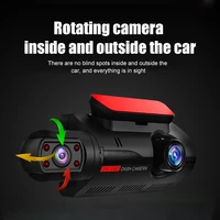 3screen dash cam front and cabin dual lens 1080p car camera recorder 110%c2%b0 wide angle night vision loop recording motion sensor
