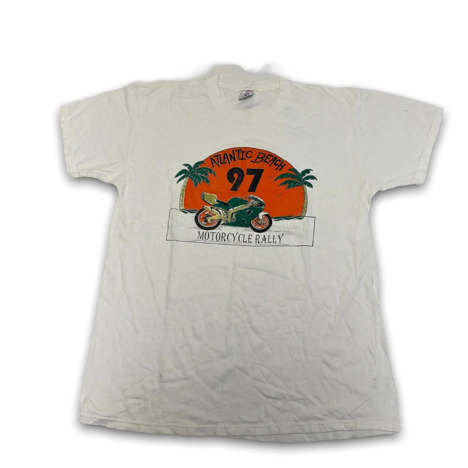 Винтажная Байкерская футболка 90s 1997 Atlantic Beach Северная Каролина