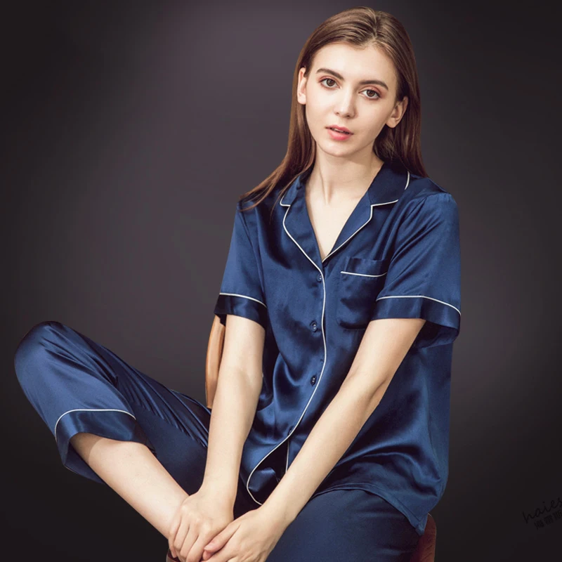 Sleepwear  for Women Short Sleeve Cardigan Summer Silk Housewear Lady Pajamas Birthday Pajamas Party Pijama