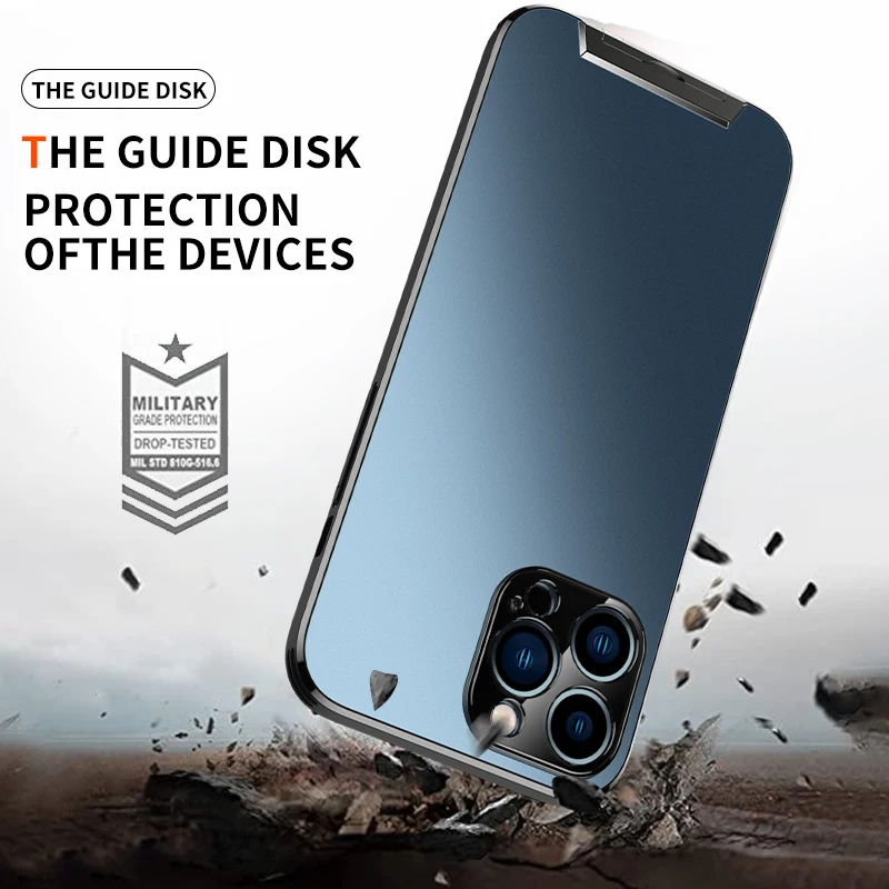 For iPhone 14 Pro Max Phone case Metal Invisible Bracket Stand Back Cover For iPhone 13 12Pro Max 14 Plus Magsafe Magnetic Cover
