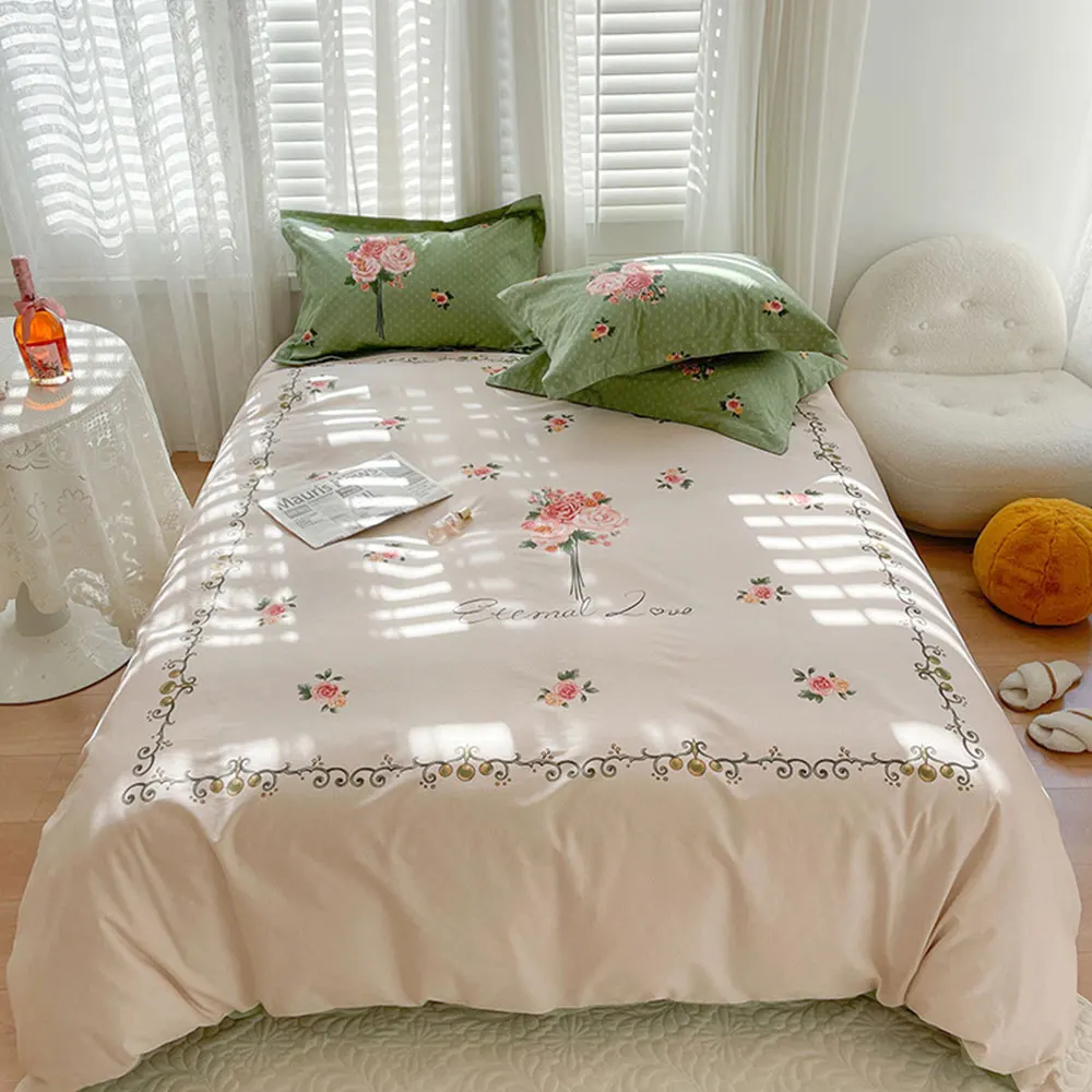 

Papa&Mima 100 Cotton Bedding Set print Linens King Queen Europe Double Size Duvet Cover Set