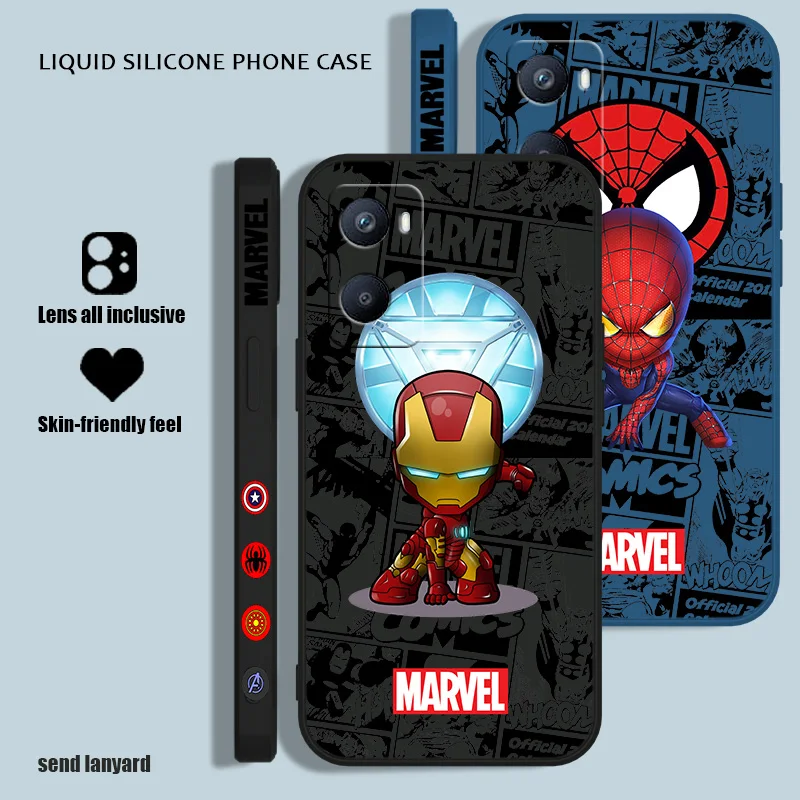 Милые Аниме Мстители Marvel для OPPO A53S A52 A33 A32 A31 A16S A12 A11S A9 A5 F21 F11 2020 Pro жидкий левый трос