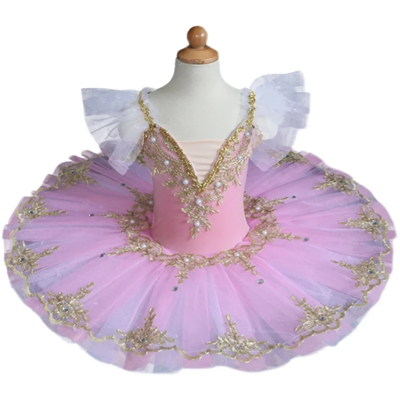 Профессиональное балетное платье розового/фиолетового цвета для девочек