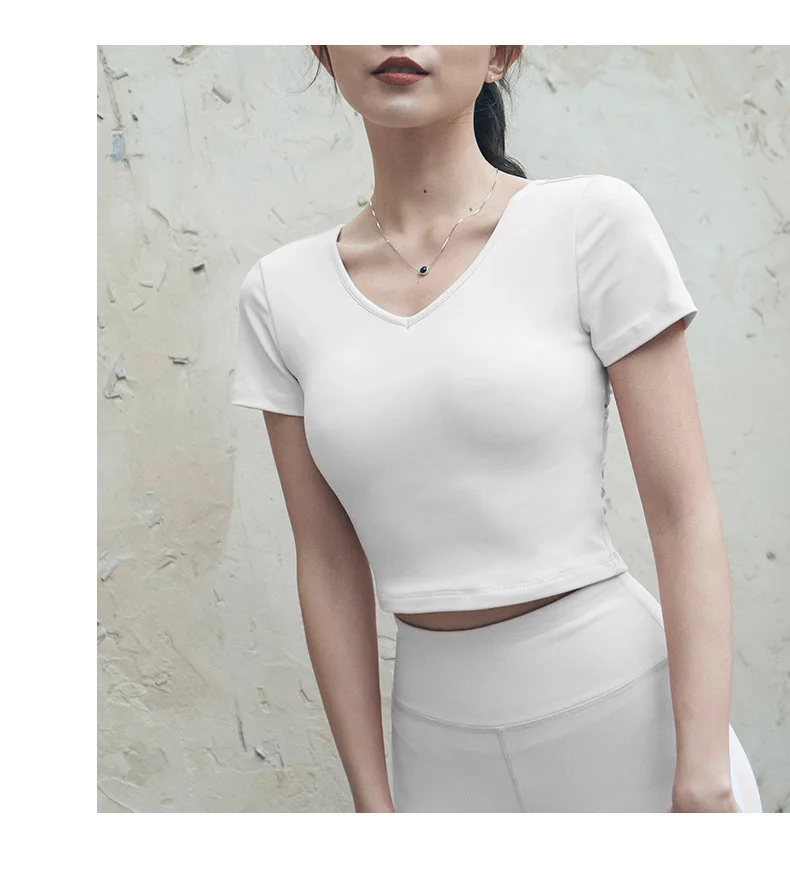 Новая летняя одежда для йоги с короткими рукавами эластичная дышащая