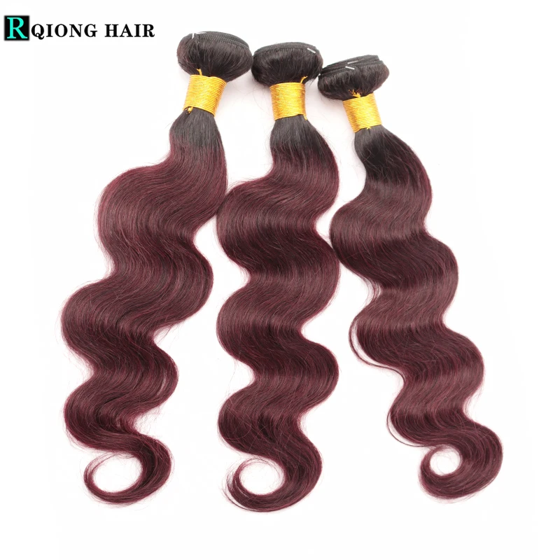 Бразильские волнистые волосы 1B 99J с эффектом омбре 1 шт. человеческие бордового