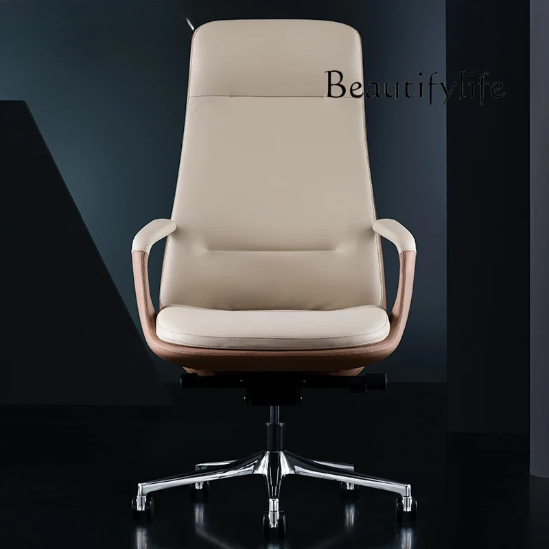 Итальянское легкое роскошное офисное кресло босса кожаное классное с откидной