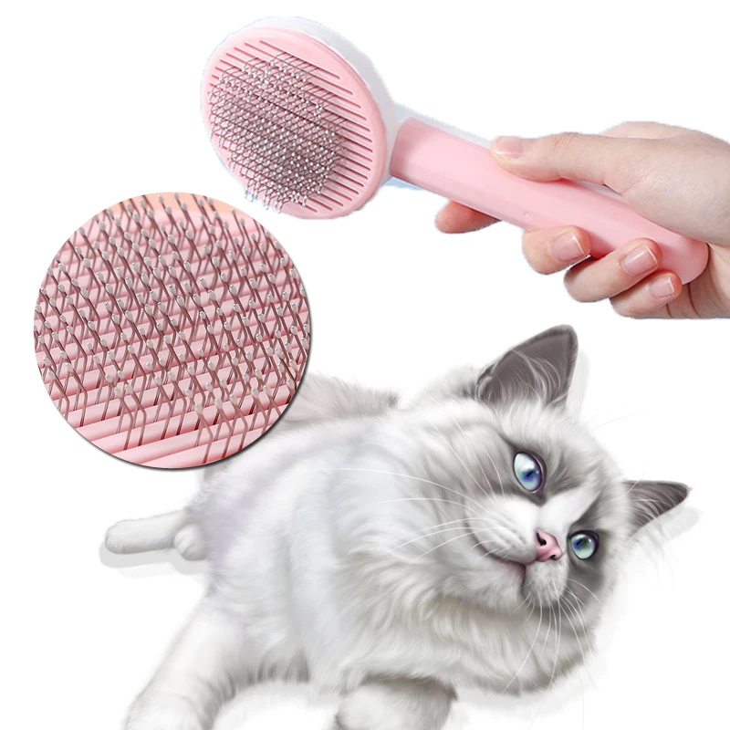 

Dog Hair Removal Comb Grooming Brush Stainless Steel Cats Combs Automatic Non-slip Brushs For Dogs Cats Pets Cleaning Tool
