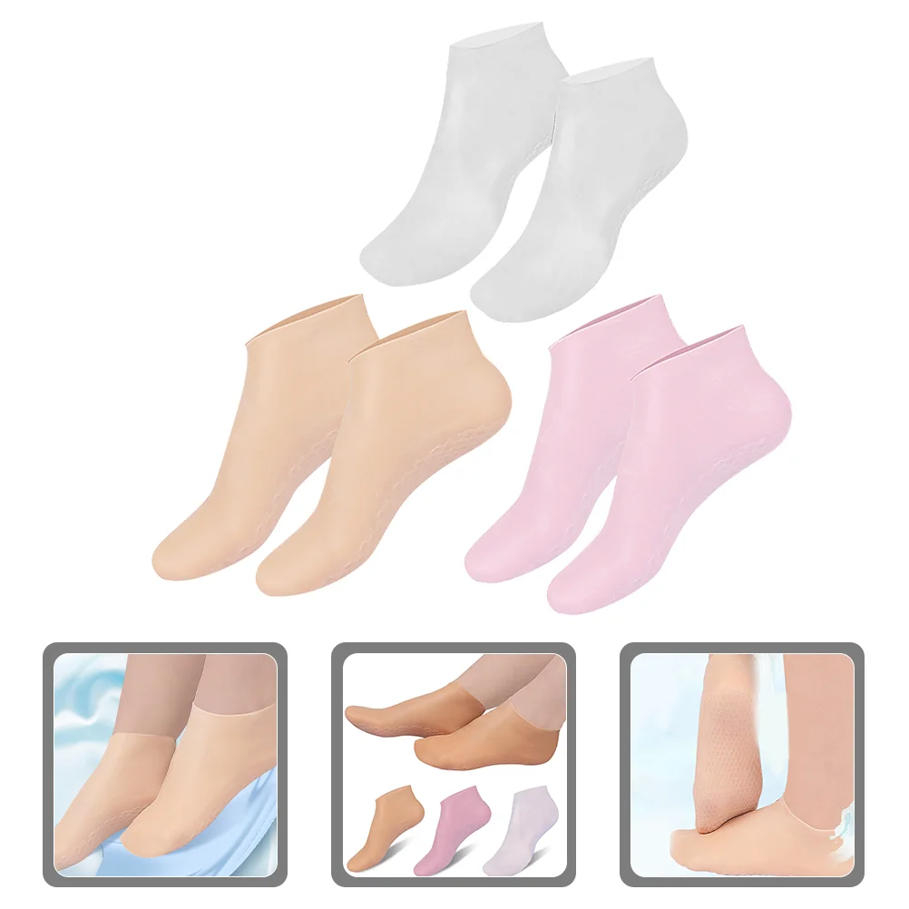 

3 Pairs Hydrating Socks Moisturizing Foot Mask Care Women Elastic Stockings Dry Cracked Feet Overnight Gel Moisturizer Miss