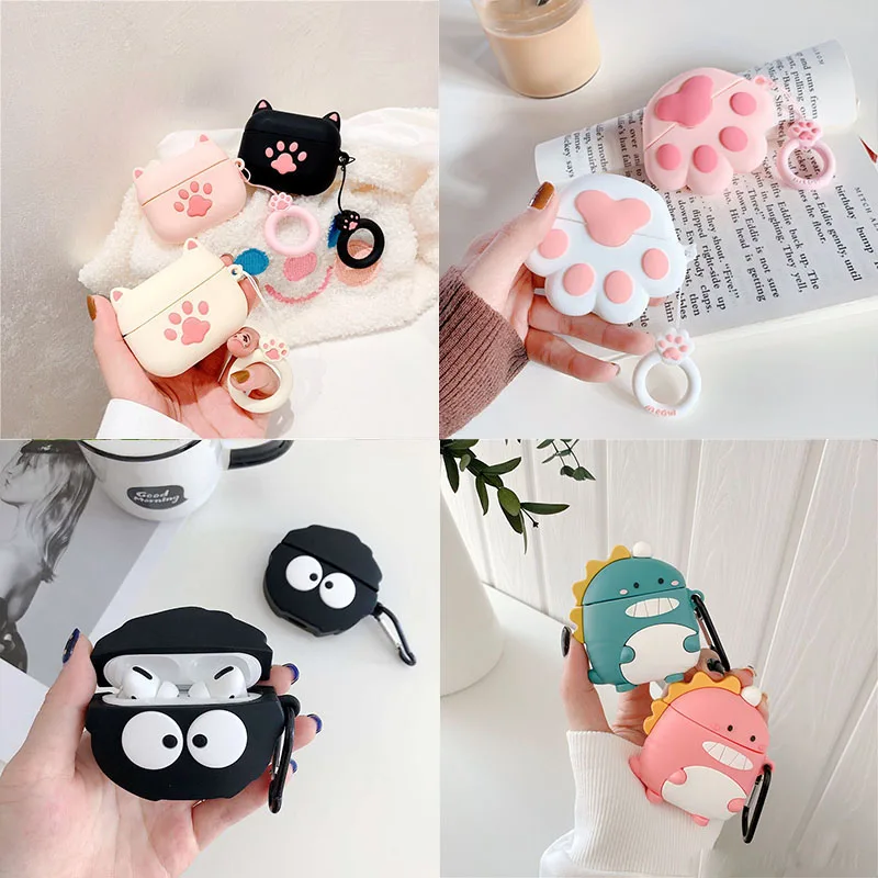 

3D Cat Paw Cartoon Silicone Earphone Case For Apple Airpods Pro 3 Wireless Bluetooth Headset Protect Cover Sweet Cute Anti-lost