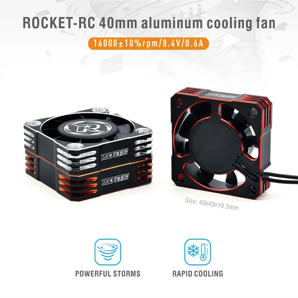 Фото ROCKET-RC 30 мм 35 мм 40 мм 50 мм Вентилятор охлаждения двигателя Металл 28000/21000/16000/10000 об/мин для 1/10 1/8 1/12 RC Car 540/550/3650 Игрушечная часть №4