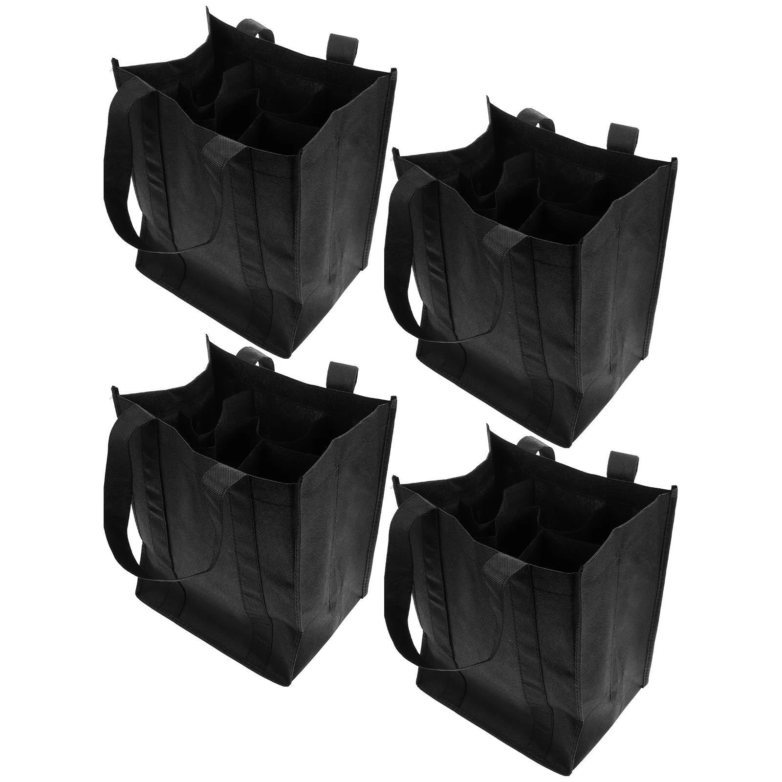 

Winebottle Carrier Tote Bottles Portable Beercarrying Champagne Reusablepouch Gift Cover Non Woven Camping Storage Can Black