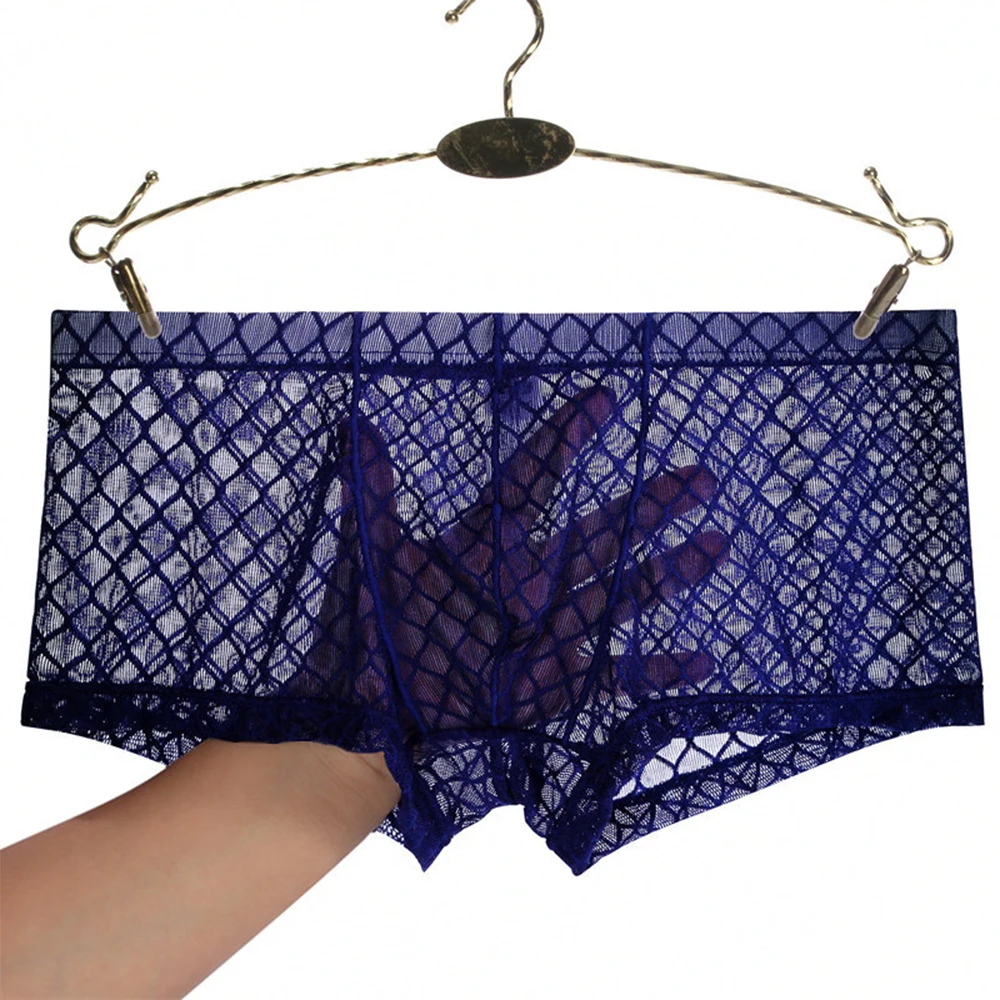 

Men's Sexy Boxer Mesh Briefs Ultra-thin Transparent Underpants Man Boxershorts Fishnet Trunks Male Sports Shorts Bathsuit M-3XL