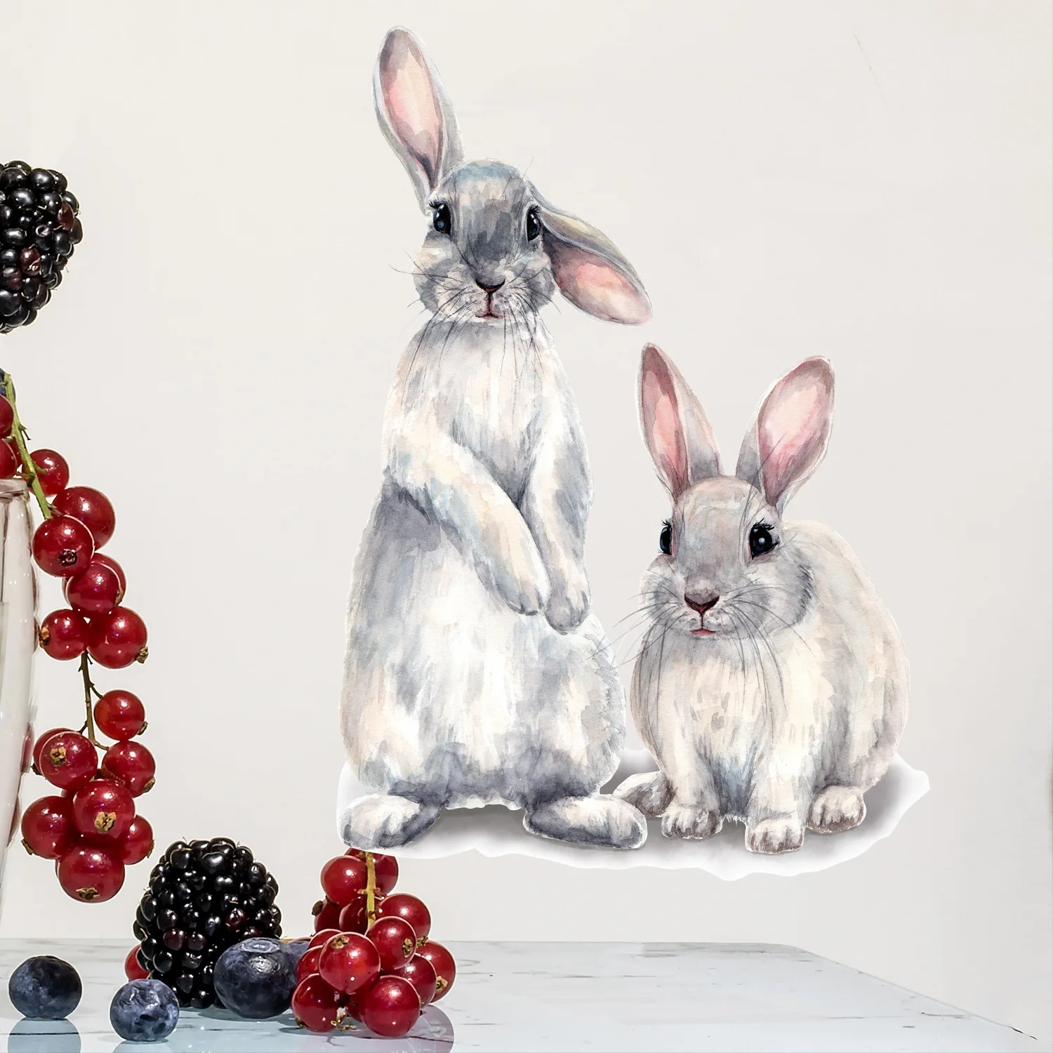 

Creative Painting Easter Bunny Simulation of Two Cute Rabbits Wall Paste Bedroom Living Room Wall Decoration Stickers