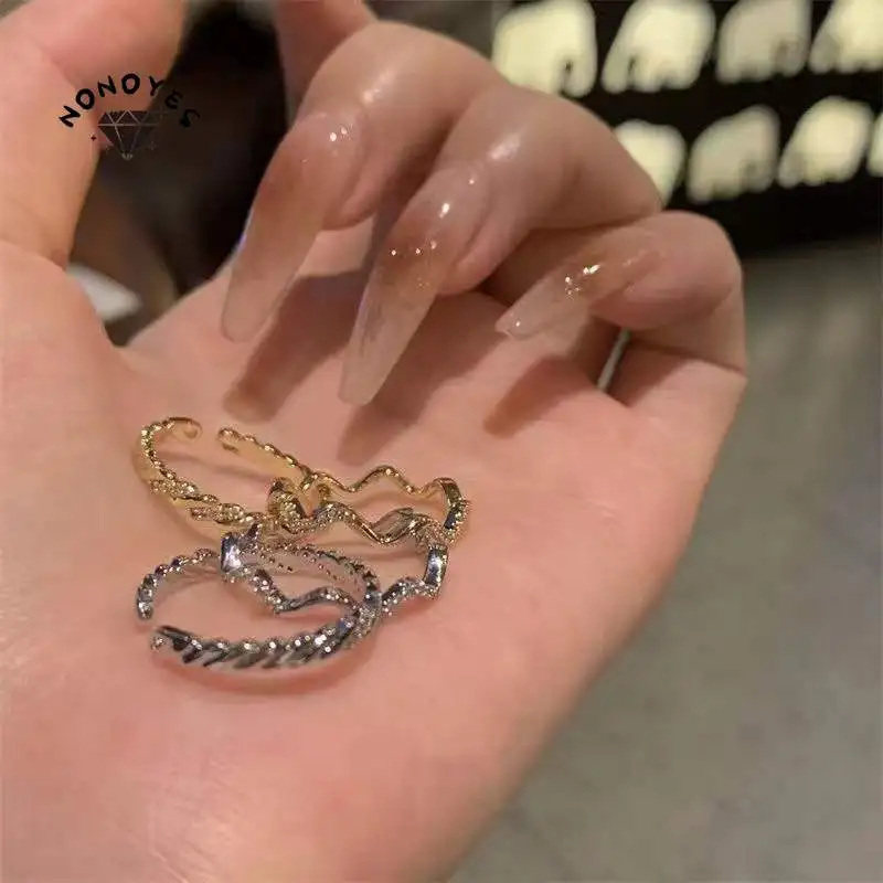 

Nonoyes Korea Light Luxury Gold Silver Color Adjustable Ring Delicate Woman Girl Woman Open Ring Gift Party Jewelry Wholesale