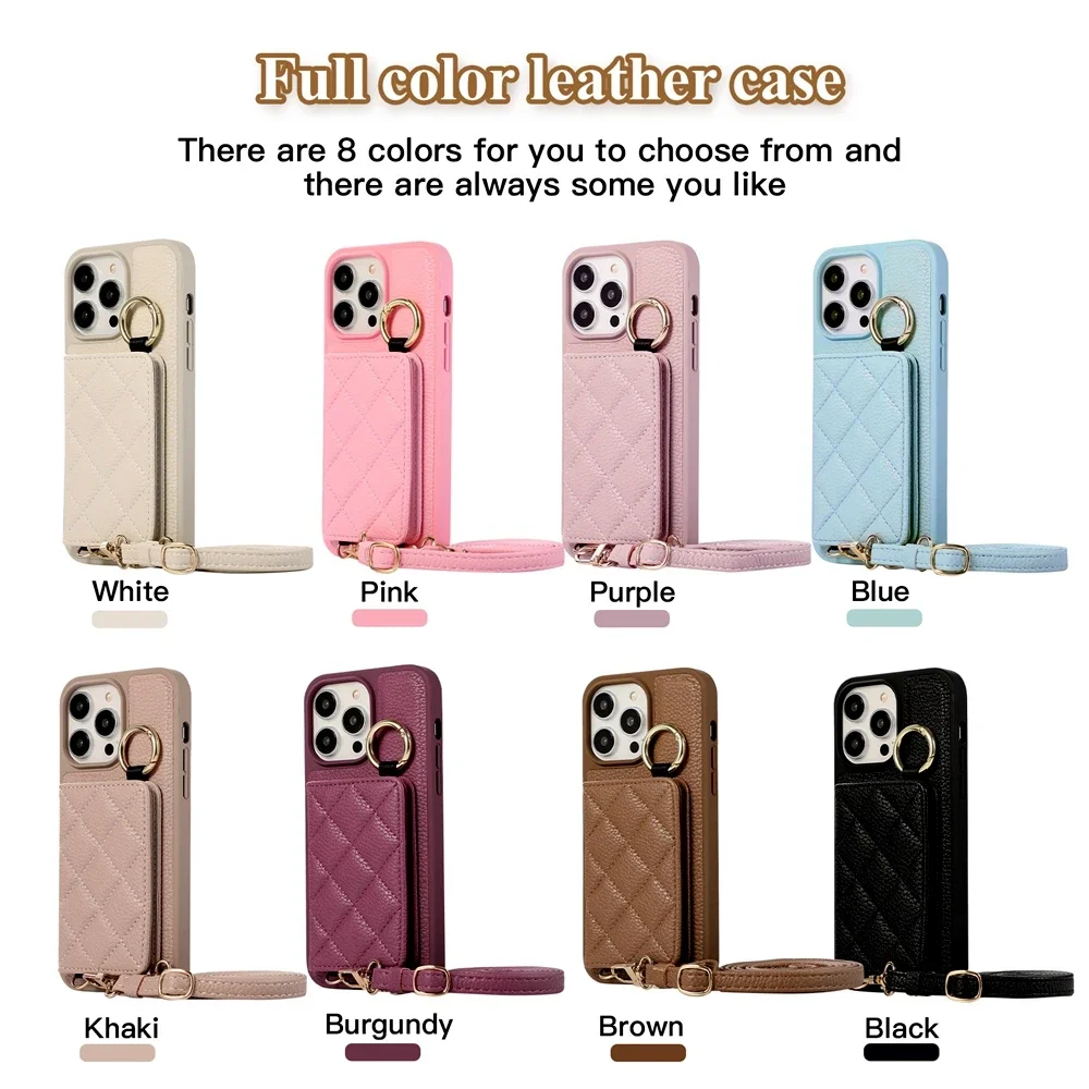 Кожаный чехол-кошелек для телефона Iphone 16 15 14 Plus 13 12 11 Pro Max зеркальный держатель