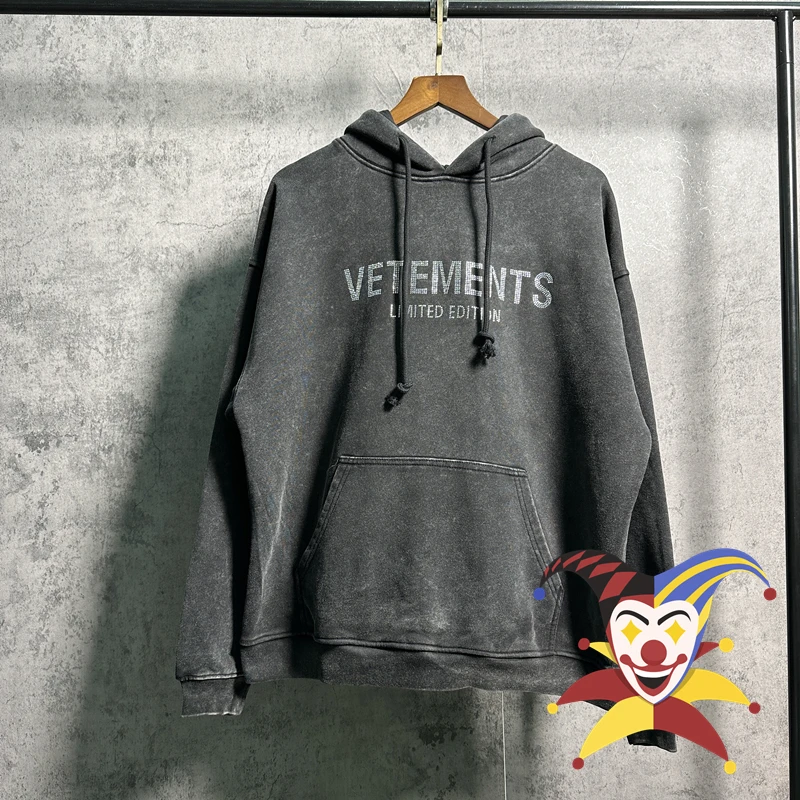 

Vetements Rhinestone Vetements Limited Edition Hoodie Men Women High Quality Washed Hooded Oversize VTM Pullover