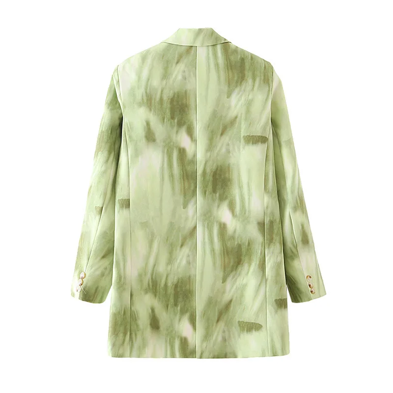 Casual Simple Gradient Color Blazer 2023 Women New Fashion Mid-Length Double Breasted Commute Office Blazer Autumn Winter Suit