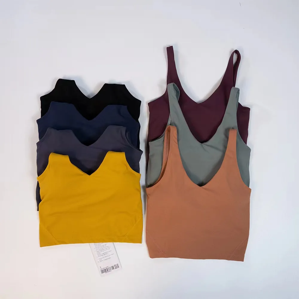 Lulu-Yoga suit, women's sports U-shaped vest, bra, fitness and beauty back, lined chest pad