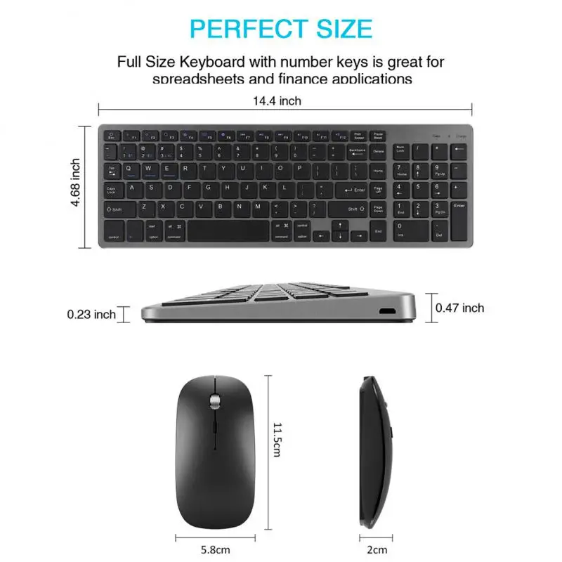 

Wireless bluetooth-compatible Dual-mode Keyboard And Mouse Set Rechargeable Mute for Notebook Desktop Computer General Offic PC