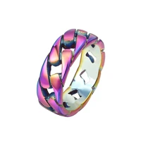 megin d stainless steel titanium multi color weaven chains motor hip hop punk rings for men women couple friends gift jewelry