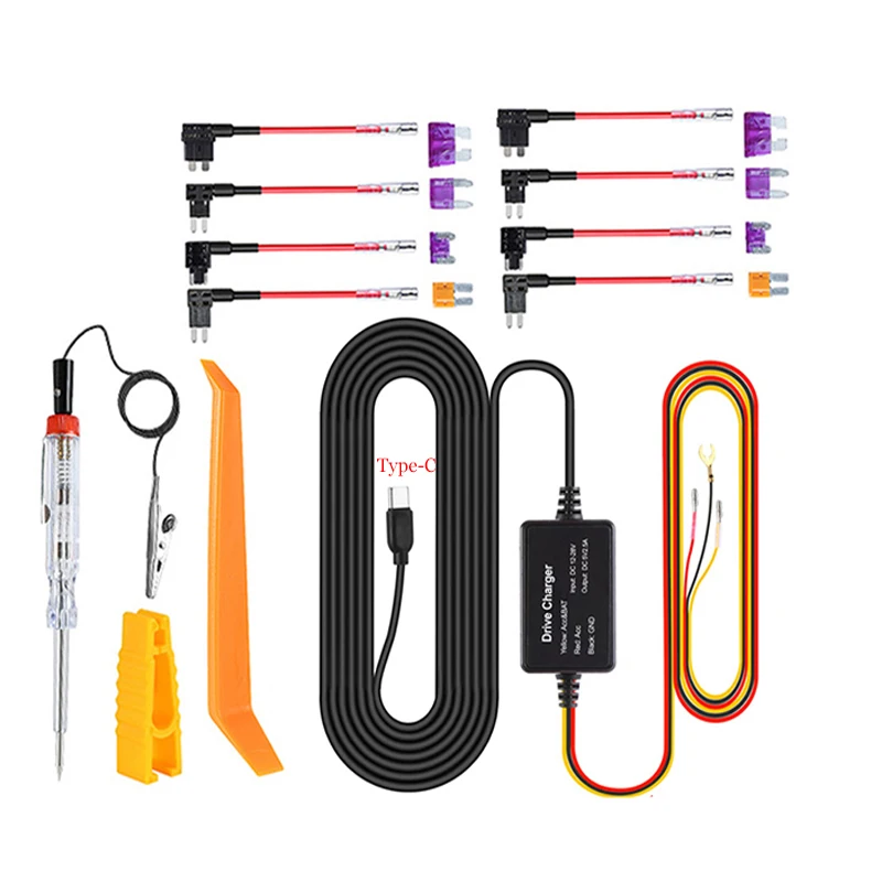 

Оригинальный кабель Type-C 5 В, 3 А, DVR, жесткий провод, Автомобильный видеорегистратор, зарядное устройство 24 часа, мониторинг парковки