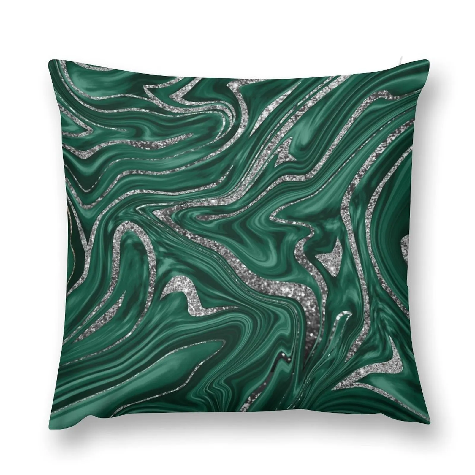Изумрудно-зеленый черный серебристый блестящий мрамор #1 (искусственный блеск) #
