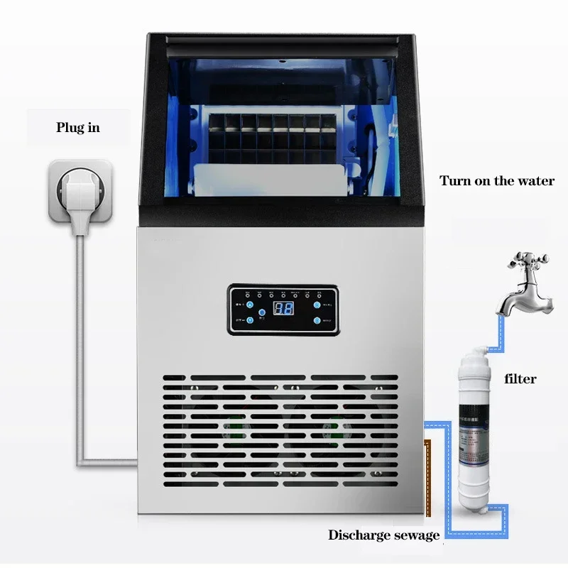60 кг/24 ч коммерческий льдогенератор квадратный полностью автоматический бытовой