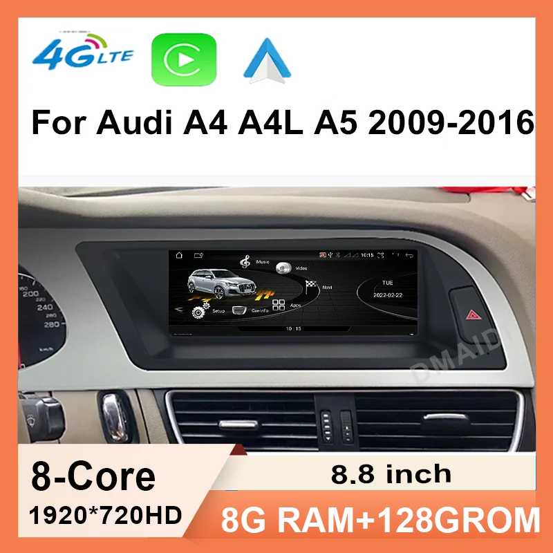 

Car Multimedia Player GPS Navigation 8.8inch Android 11 8+128G For Audi A4 A4L B8 A5 2009-2016 CarPlay