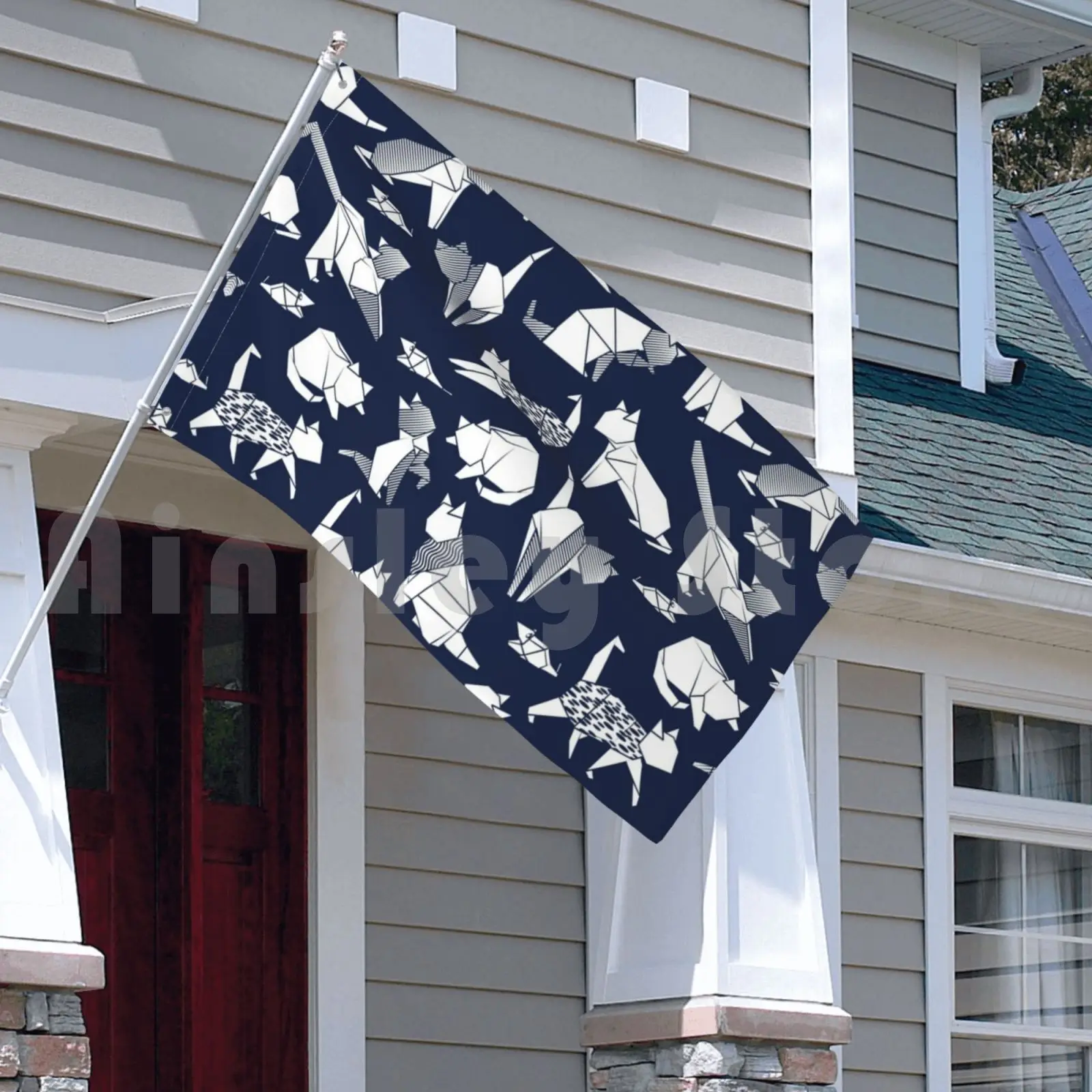 Оригами котенок друзья/Синий флот фон бумажные коты флаг автомобиль смешная