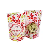 1000Pcs/lot Red Print golden flower Ziplock Bag With Window Snack Candy Dry Fruit Packaging Bags Wholesale