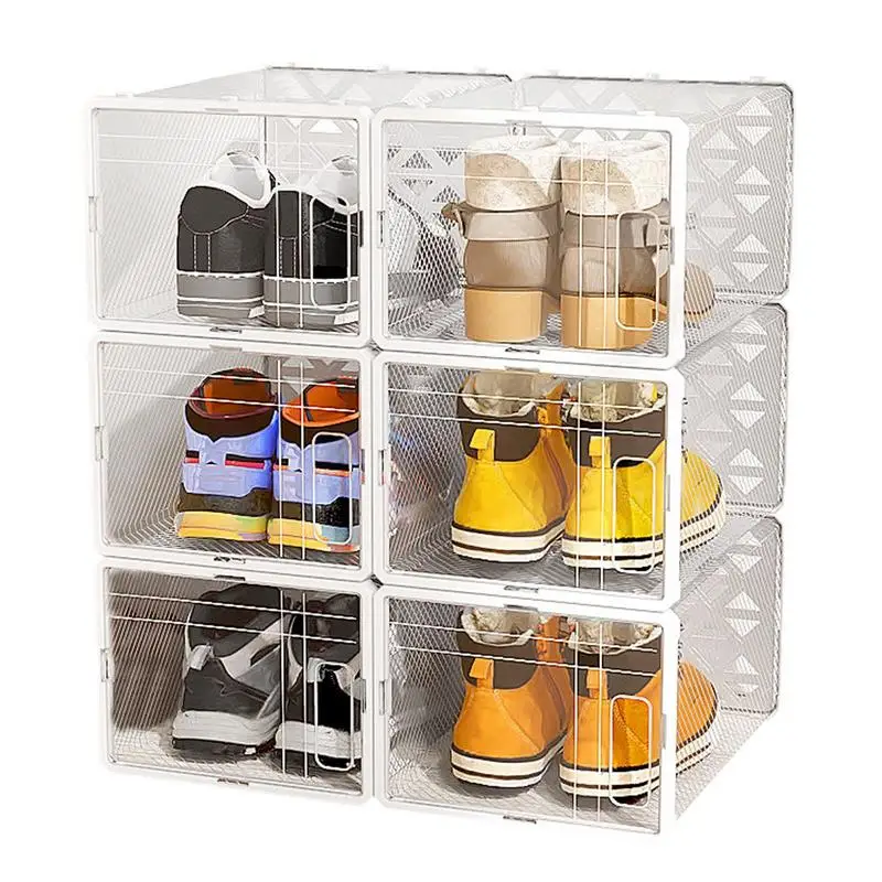 

Складная коробка для хранения, 6 шт., стандартная коробка, органайзер большой емкости для спальни, гостиной, кабинета, офиса, штабелируемые прозрачные корзины