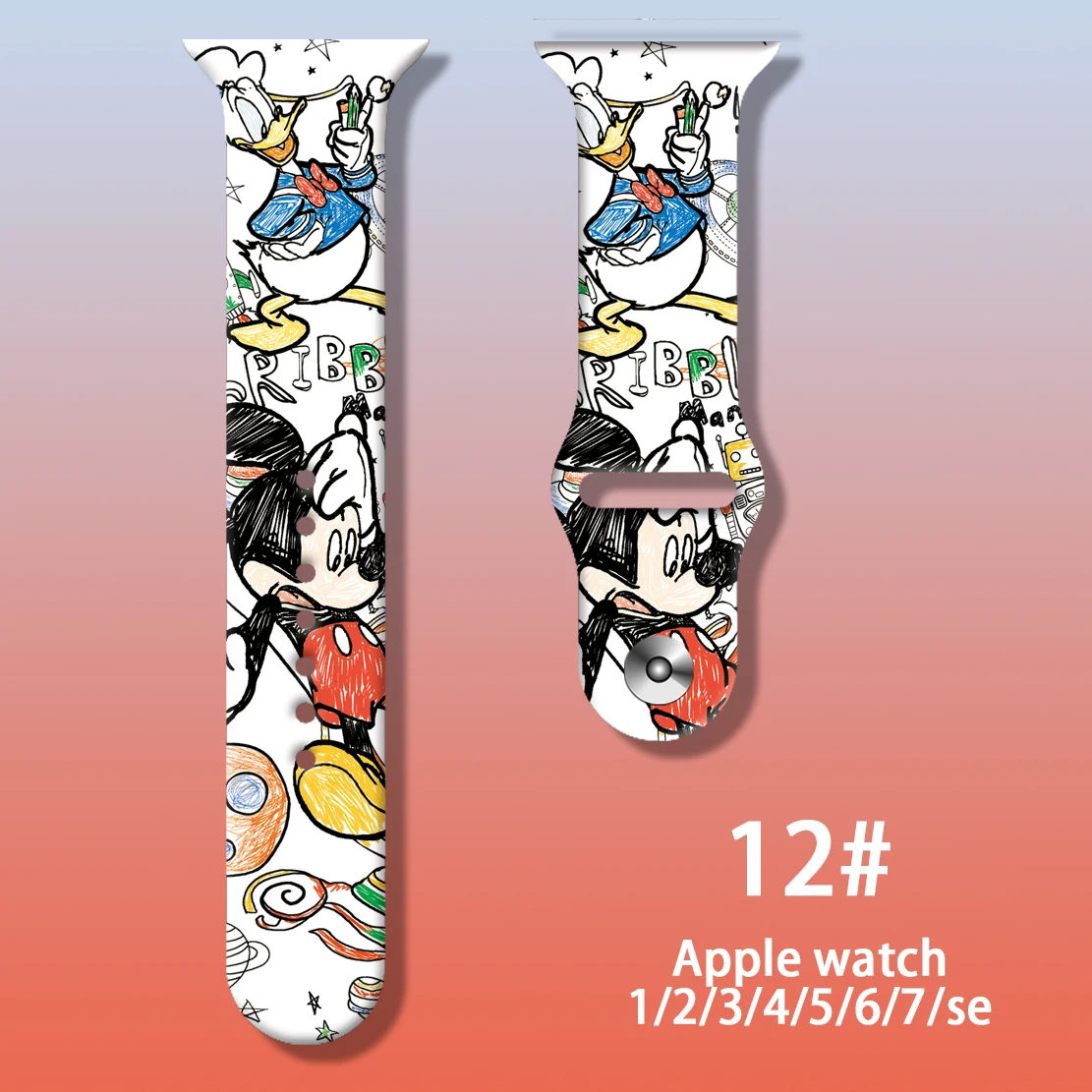 Disney Mickey Minnie Silicone Strap For Apple watch band 44mm 45mm 42mm 40mm 38mm 41mm bracelet iWatch apple watch 6 5 3 SE 7
