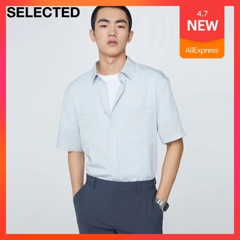 

SELECTED Summer New Lyocell Chest Pocket Trend Casual Short-Sleeved Shirt Men S|421304023