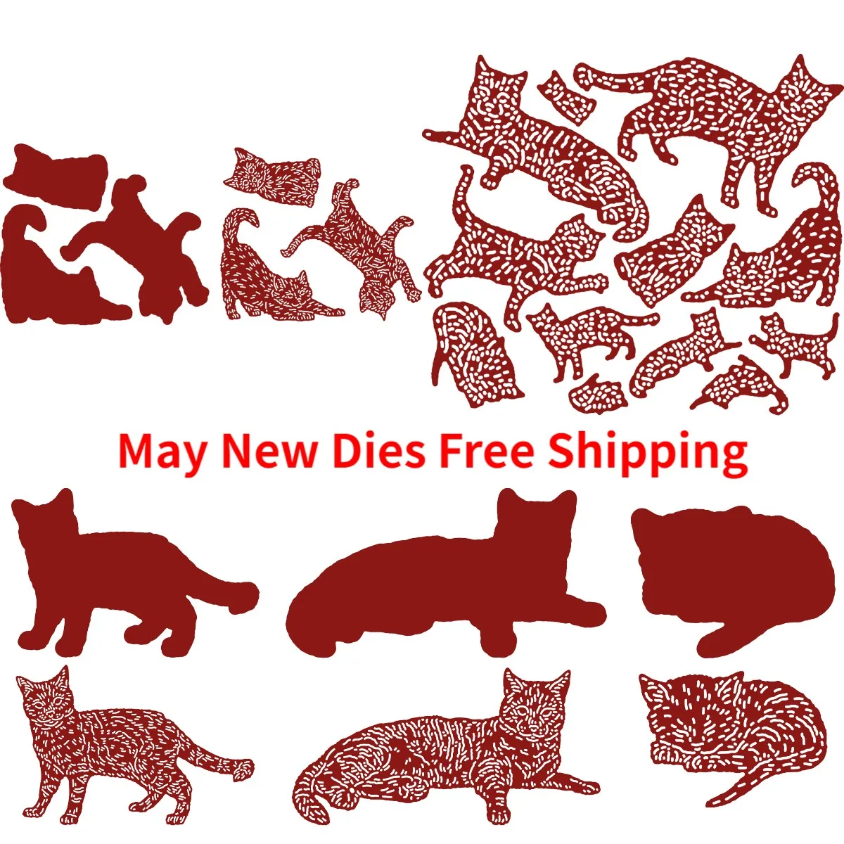 Новое поступление 2023 металлические Вырубные штампы с изображением милого кота