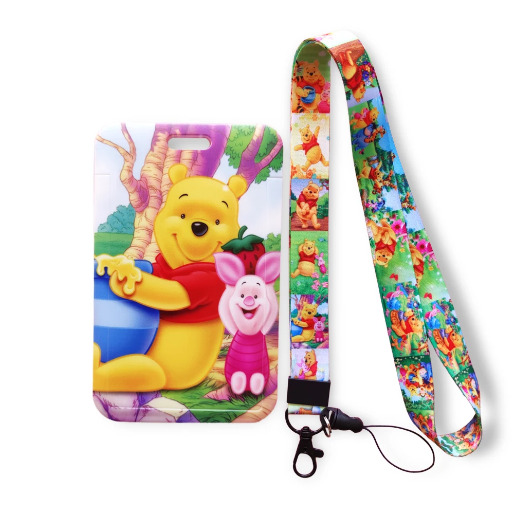 

Disney Winnie the Pooh Cute Boys Card Case Lanyard ID Badge Holder Bus Pass Case Cover Bank Credit Card Holder Drop shipping