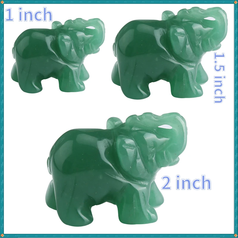 

Green Aventurine Jade Ston Lucky Elephant Fortune Feng Shui Statue Figurine Office Ornament Chakra Healing Stones Statue Decor