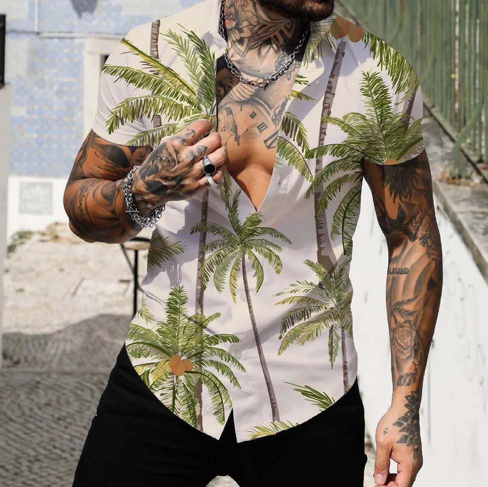 

Men's Shirt Fashion Hawaiian Print Floral Normal Collar Turndown Street Casual Button-Down Short Sleeve Regular Fit Casual Tops