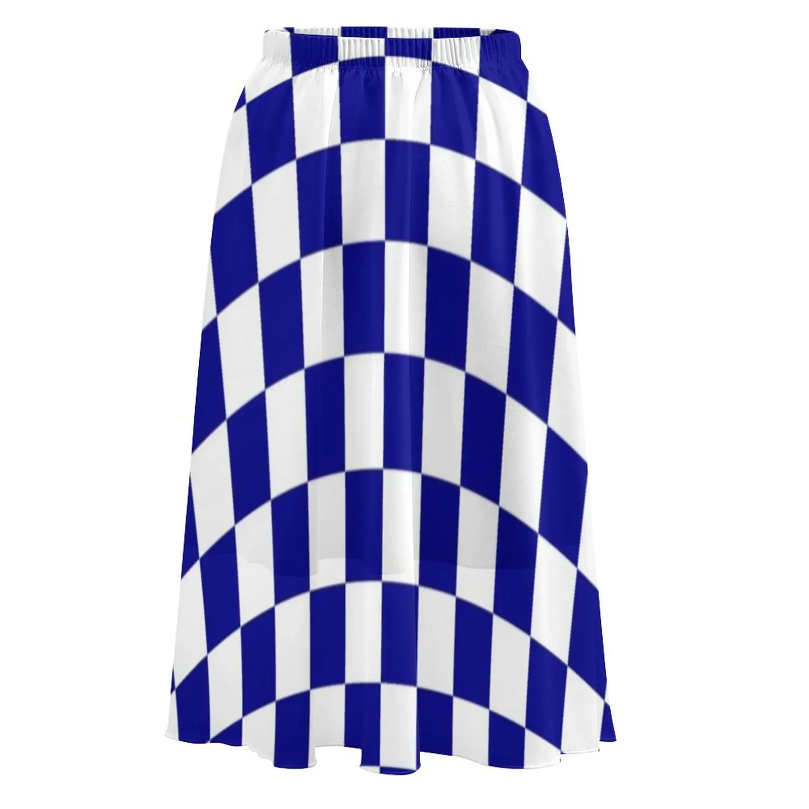 Юбка Женская длинная трапециевидная в клетку голубая и белая