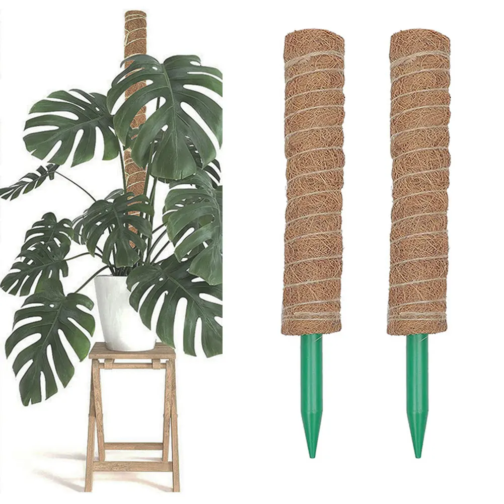 

2pcs Climbing Plants Moss Pole Support Stick Twist Ties Monstera Vine Garden Fit For Patioyard Plants Coconut Fiber Moss Poles
