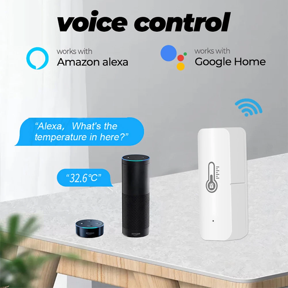 

2.4GHz Wireless Temperature Humidity Sensor WiFi Bluetooth-compatible Electronic Thermometer Sensor for Amazon Alexa/Google Home